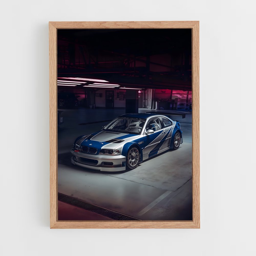 Poster Garage Bleu – affiche BMW (vue 4)